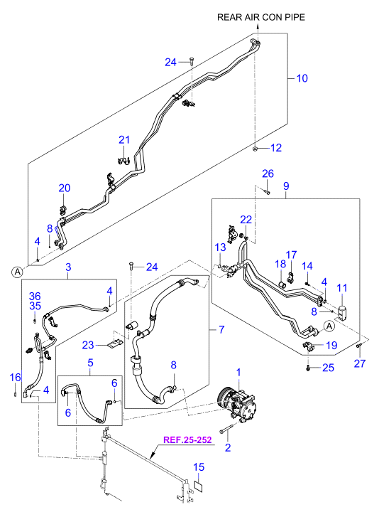 A/C SYSTEM - COOLER LINE, REAR