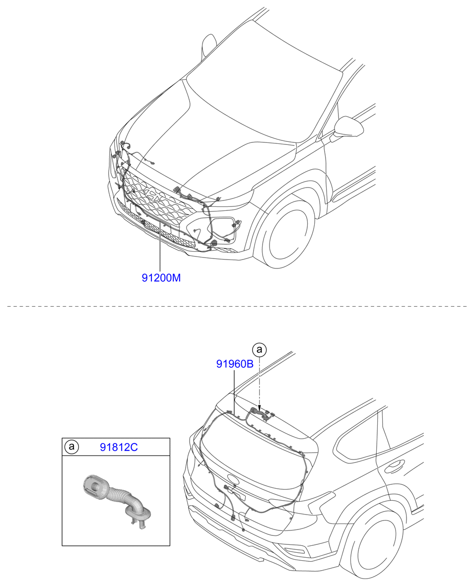 Запчасти HYUNDAI SANTA FE 18 (2018-) группы электрические - подгруппы  электропроводка разного назначения — 9191813