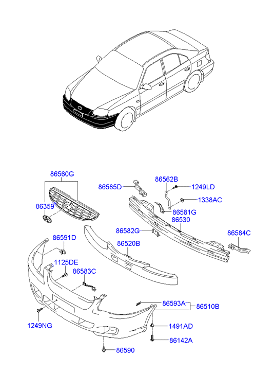 Бампер задний Hyundai Accent крашеный (ТАГАЗ)