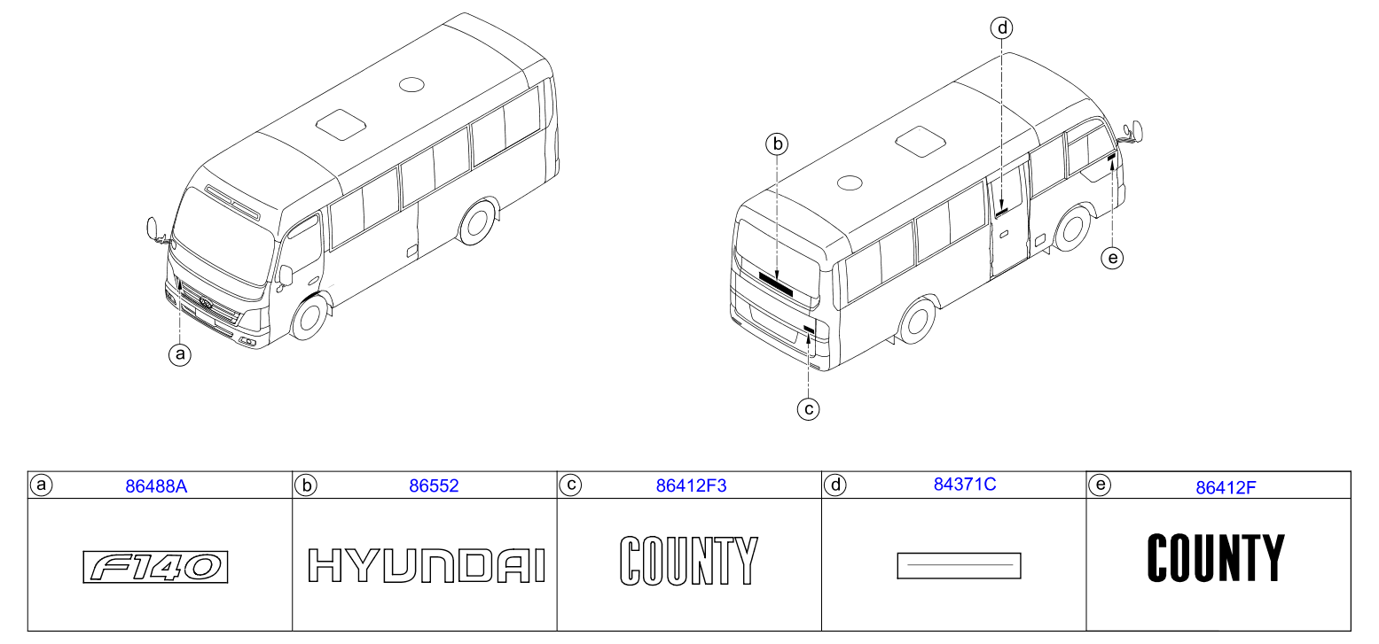 Запчасти HYUNDAI COUNTY 18 (VIETNAM PLANT-GEN) (2018-) группы код отделки -  подгруппы эмблема — 8686411