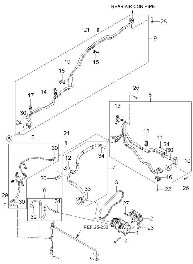 A/C SYSTEM - COOLER LINE, REAR