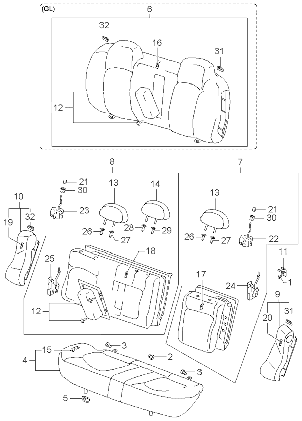 REAR SEAT BELT (-020901)