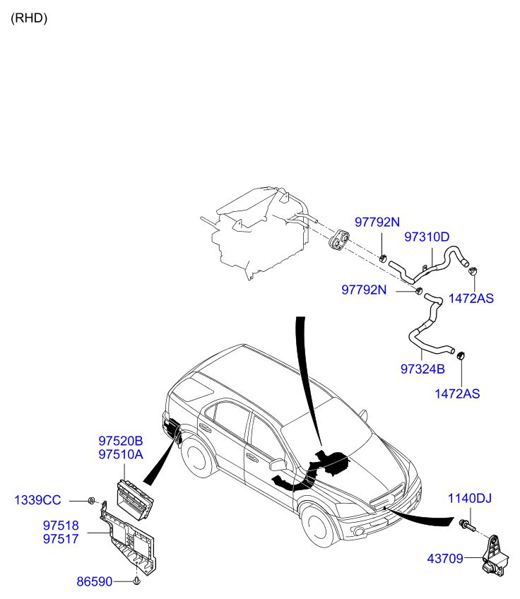 A/C SYSTEM - COOLER LINE, FRONT