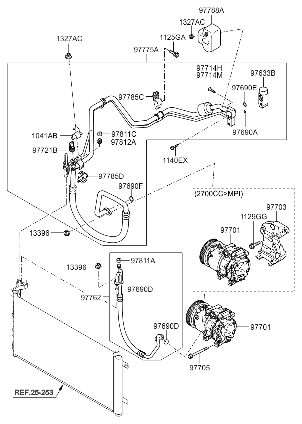 A/C SYSTEM - COOLER LINE, FRONT