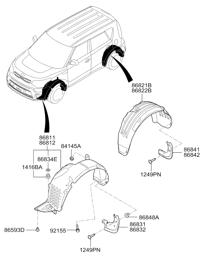 Запчасти KIA SOUL 08 (2008-) KEURPAM08 группы код отделки - подгруппы бампер пер