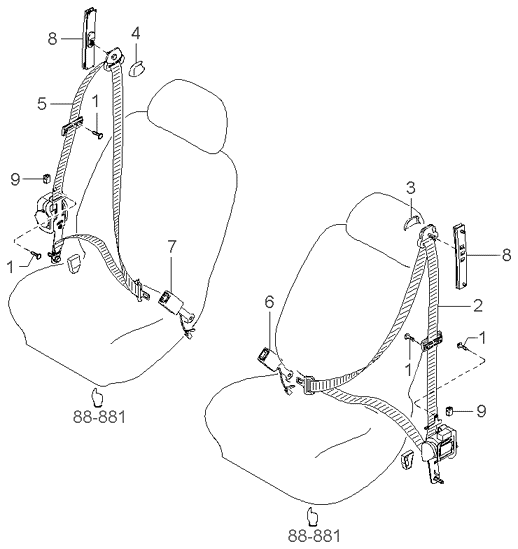 REAR SEAT BELT (-020901)