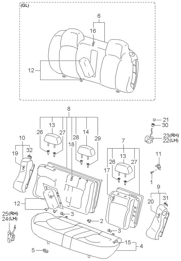 REAR SEAT BELT (-020901)