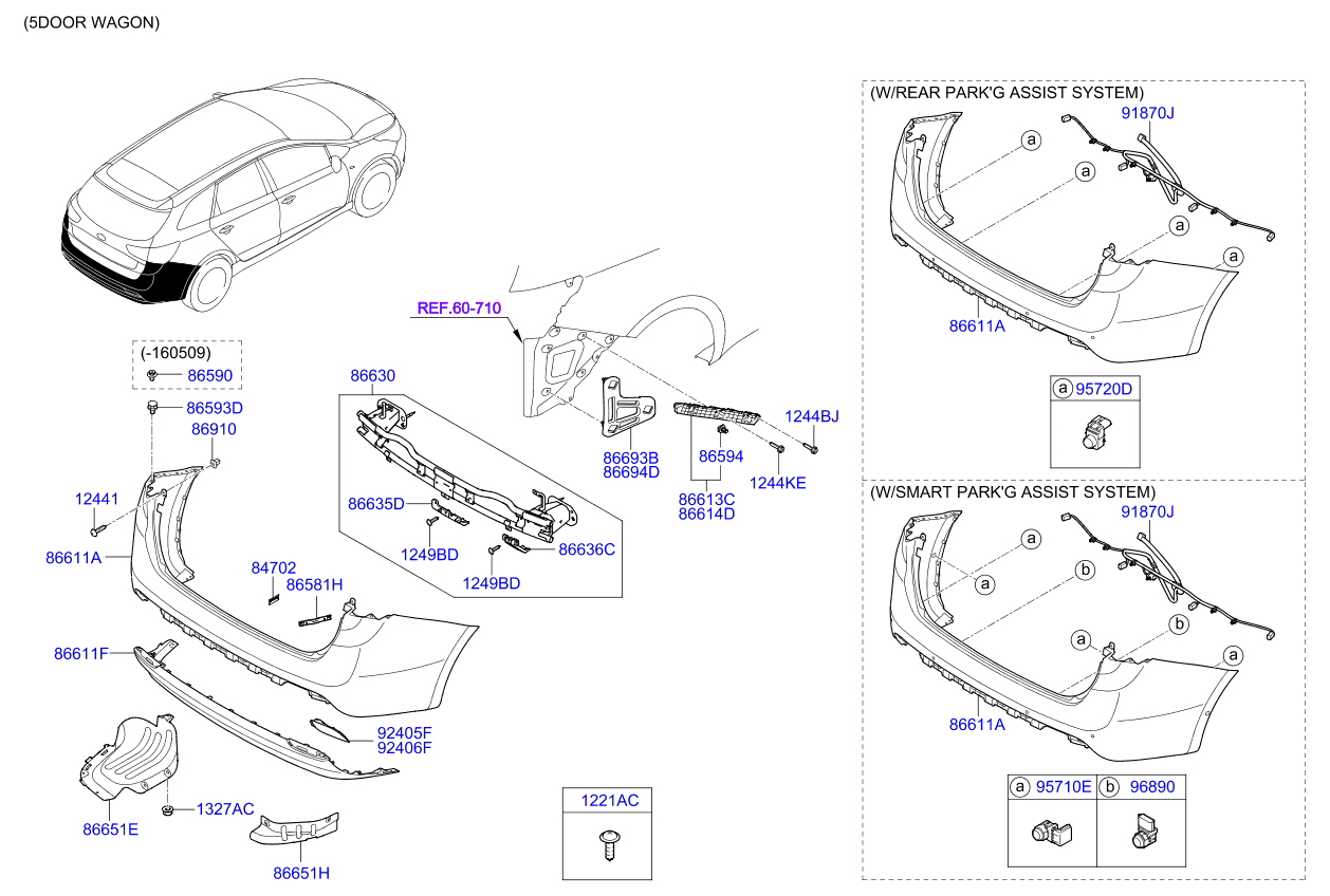 Запчасти KIA CEED 10 (2010-) SEURPED10 группы код отделки - подгруппы бампер зад