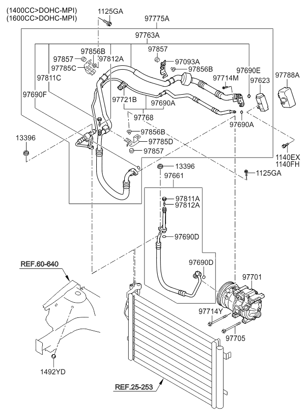 A/C SYSTEM - COOLER LINE, FRONT