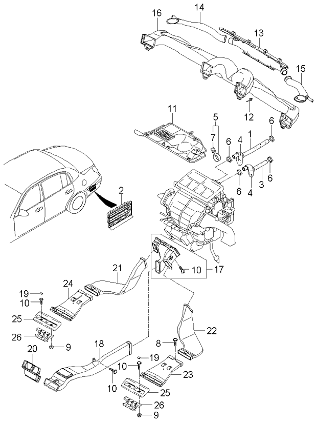 A/C SYSTEM - COOLER LINE, FRONT